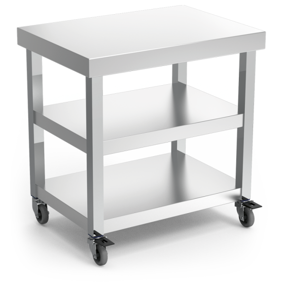Fricosmos Mesa Inox Central con 2 Entrepaños y Ruedas