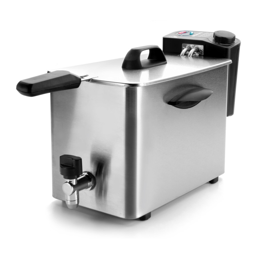Freidora Eléctrica Profesional 4L 2500W con Grifo de Vaciado