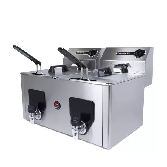 Freidora Eléctrica Doble Sammic PF-10+10 con Grifos | 8+8 Litros | 7000W | 230V