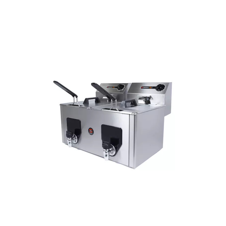 Freidora Eléctrica Doble Sammic PF-10+10 con Grifos | 8+8 Litros | 7000W | 230V