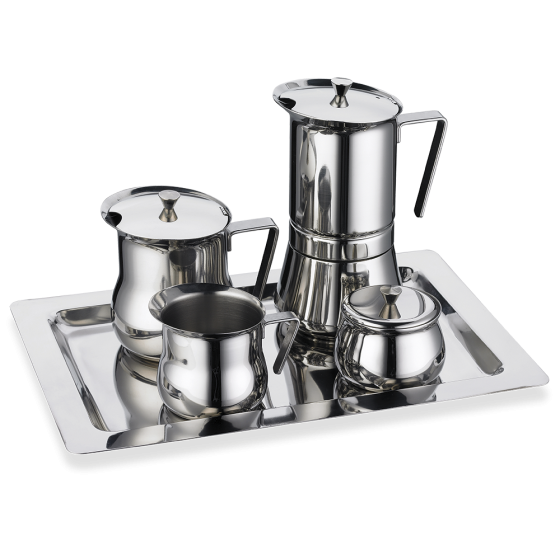 Fricosmos - Juego de café de 5 piezas para 6 tazas con bandeja