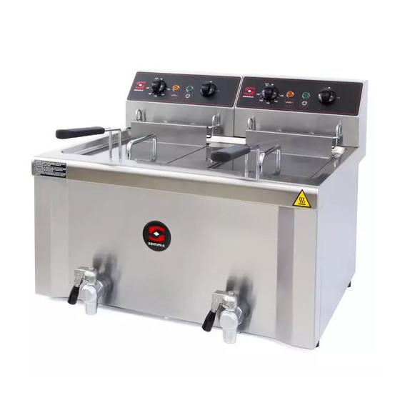 Freidora Industrial Doble Sammic FE-9+9 con Grifos | 8+8 Litros | 12000W | 400V Trifásica