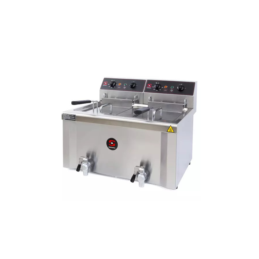 Freidora Industrial Doble Sammic FE-9+9 con Grifos | 8+8 Litros | 12000W | 400V Trifásica
