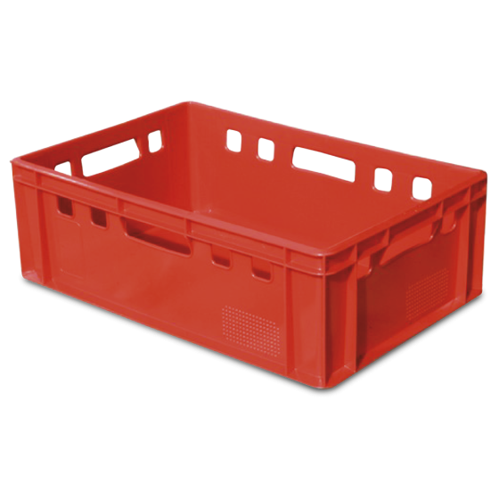 Fricosmos Cajón liso rojo para carne 600x400x200 mm
