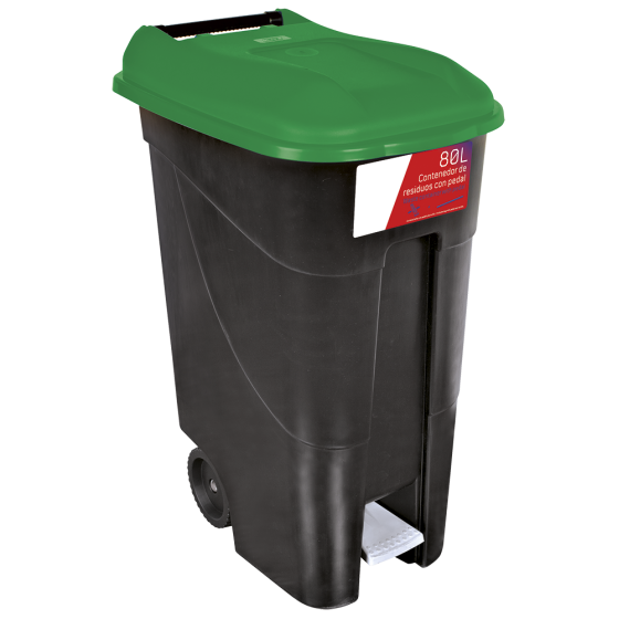 Fricosmos - Contenedor de desperdicios 80L GO Verde con ruedas