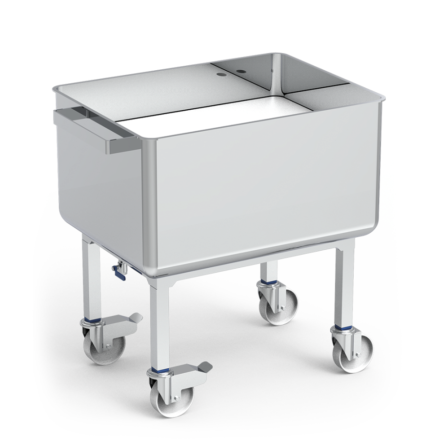 Fricosmos - Carro contenedor inox con fondo elevable y desagüe