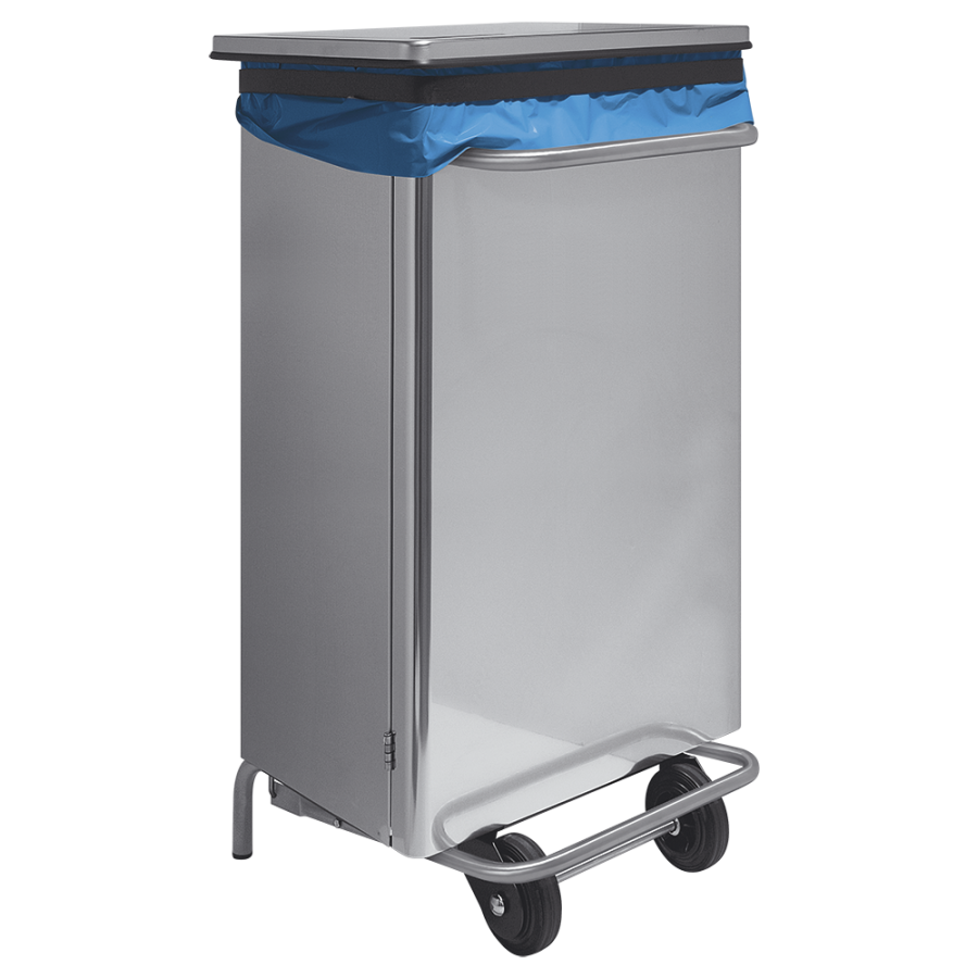 Fricosmos - Cubo de basura industrial inoxidable con ruedas