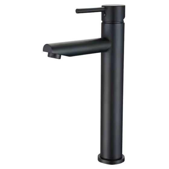 Fricosmos Grifo Lavabo Alto Negro Inoxidable Serie Vega BK