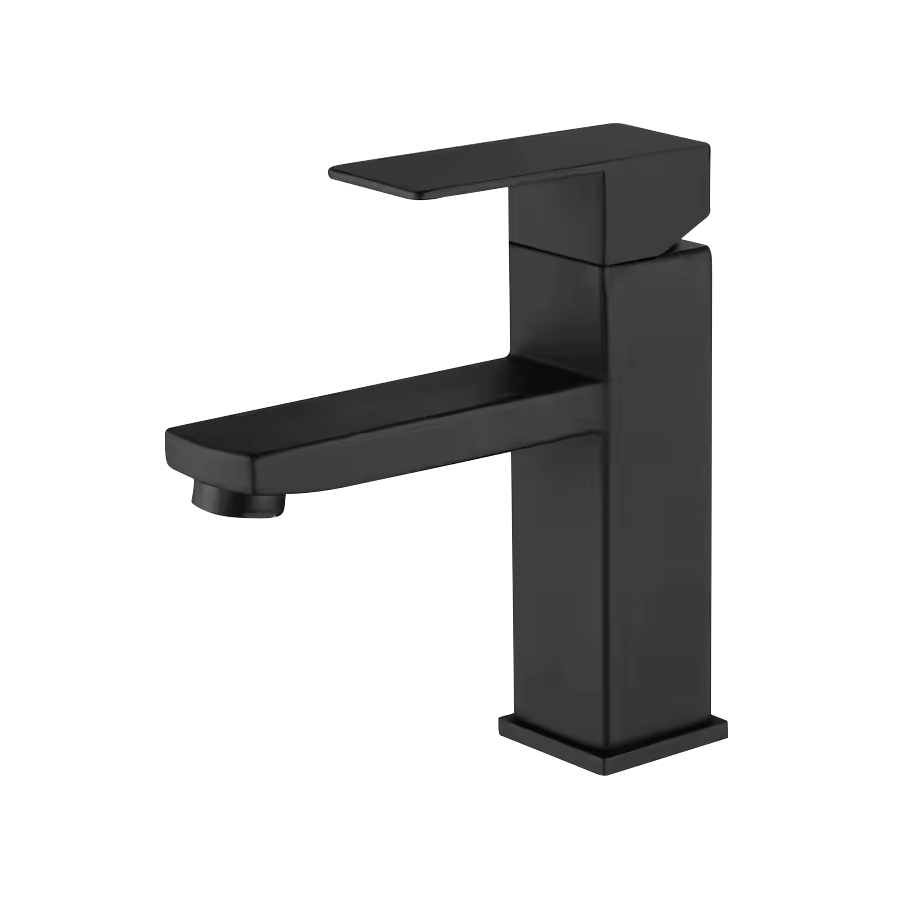 Fricosmos Grifo Lavabo Inoxidable Monomando Merak BK Negro Mate