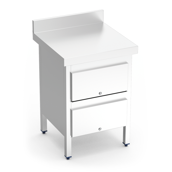 Fricosmos Mesa de Trabajo Inox con 2 Cajones y Peto Posterior