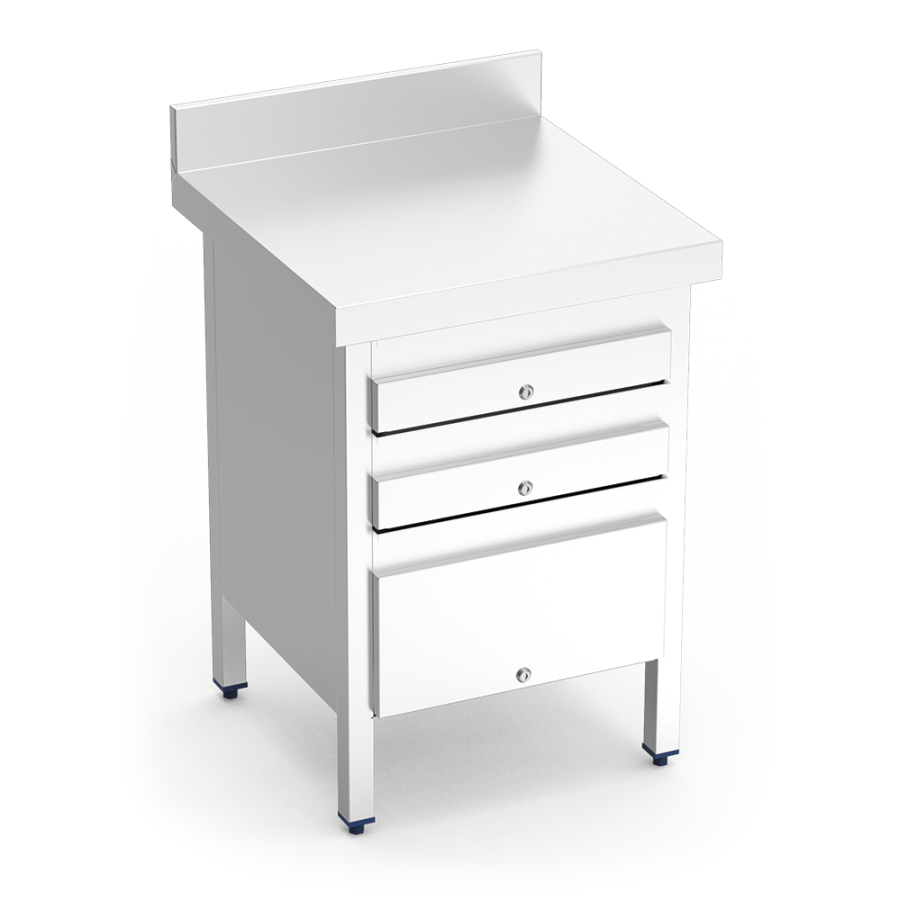 Fricosmos Mesa de Trabajo Inoxidable con 3 Cajones y Peto