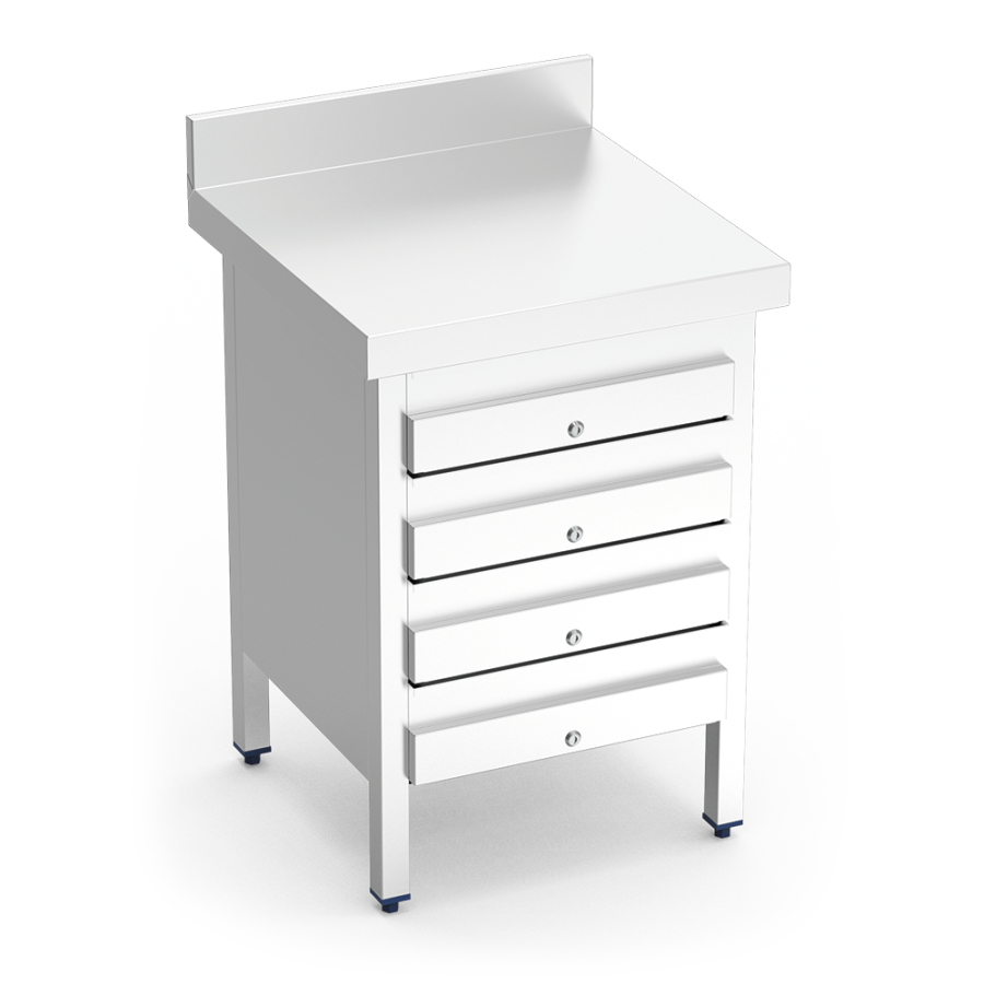 Fricosmos Mesa de Trabajo Inox con 4 Cajones y Peto