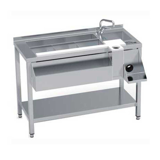 Mesa de coctelería con estante y cuba fregadero a la derecha MCE-120D de 1200x745x900 mm