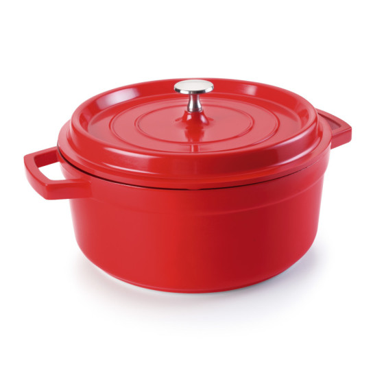 Cacerola Cocotte con Tapa Roja | Aluminio Fundido | Ø 24 cm | Capacidad 4,2 L | Antiadherente ILAG Inducción