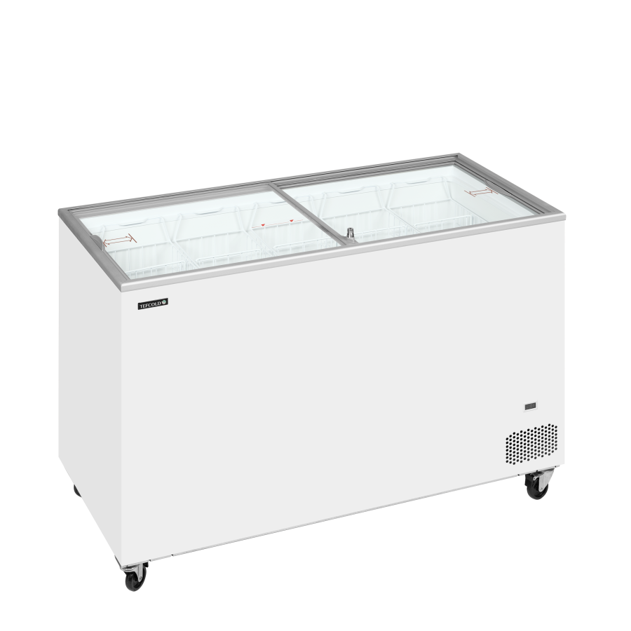 Congelador de Arcón TEFCOLD IC402SC | Tapas Planas de Cristal | 1300x630x892 mm | Capacidad 350 L | Clase Climática 5