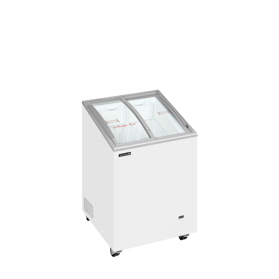 Congelador de Arcón TEFCOLD IC101SCEB LED | Tapas de Cristal Curvas e Inclinadas | 570x570x885 mm | Capacidad 85 L