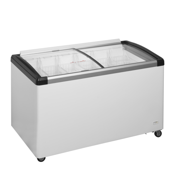 Congelador de Arcón TEFCOLD IDB400-W1 | Tapas de Cristal Curvas | 1350x695x780 mm | Capacidad 312 L | Clase Climática 7