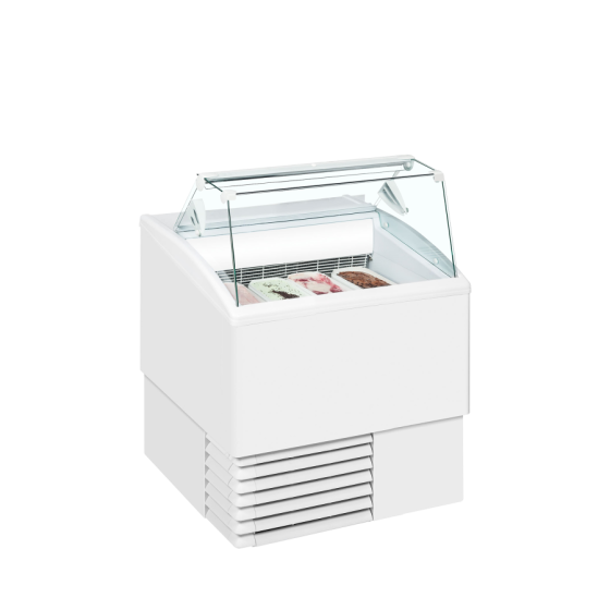 Vitrina para Helados ISA ISETTA 4ST | 4 Cubetas Napoli + Almacenaje | Cristal Plano | 824x760x1176 mm | Clase B