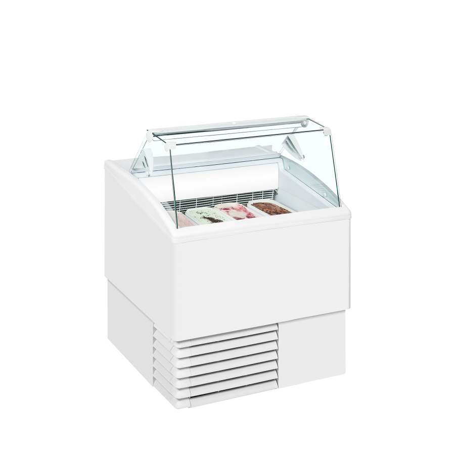 Vitrina para Helados ISA ISETTA 4ST | 4 Cubetas Napoli + Almacenaje | Cristal Plano | 824x760x1176 mm | Clase B
