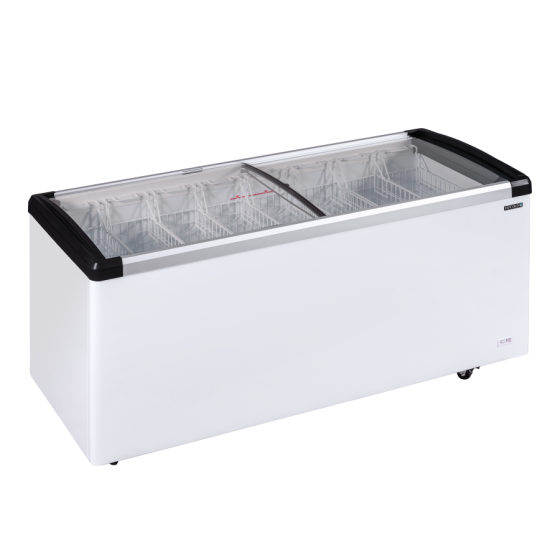 Congelador de Arcón TEFCOLD IDB500-W1 | Tapas de Cristal Curvas | 1655x695x780 mm | Capacidad 395 L | Clase Climática 7