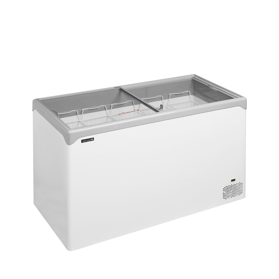 Congelador de Arcón TEFCOLD NIC402SC | Tapas de Cristal Planas | 1320x650x885 mm | Capacidad 298 L | Clase Climática 5