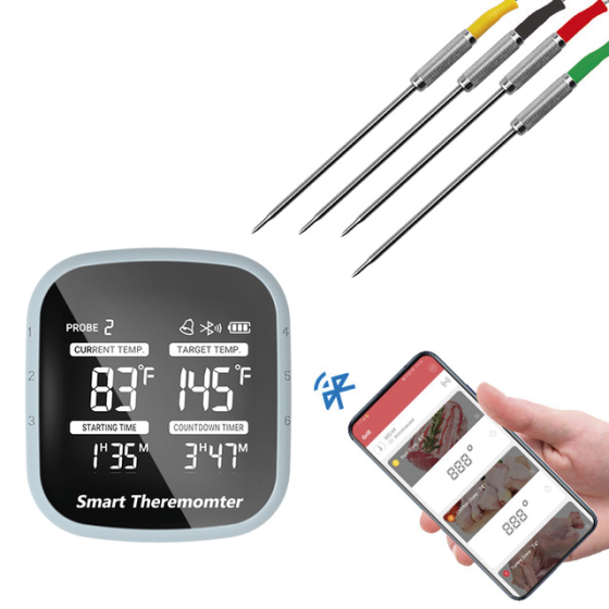 Termómetro barbacoa bluetooth con 4 sondas