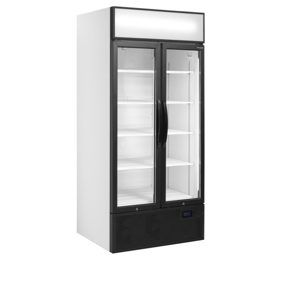 Expositor Refrigerado TEFCOLD FSC891H | 535L Netos | 2 Puertas Cristal | Vent. | LED | +2/+10°C | Clase C | 890x740x1990 mm
