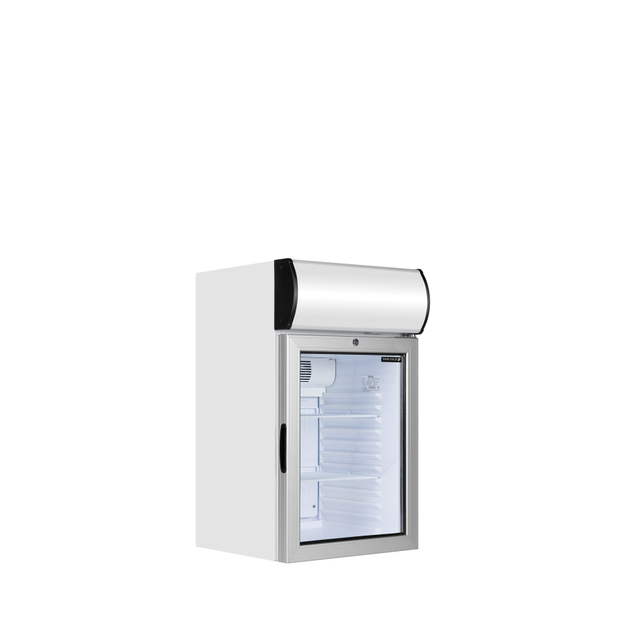 Mini Expositor Refrigerado TEFCOLD FS80CP | Marquesina Iluminada | 480x460x840 mm | Capacidad 55 L | Refrigeración Asistida