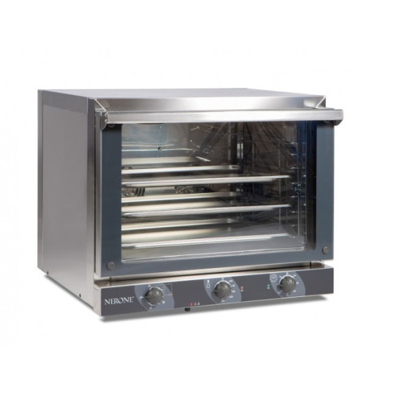 Horno de Convección Eléctrico con Grill ABC Nerone 4 GN 1/1 | Doble Turbina | Acero Inoxidable | 686x660x580 mm