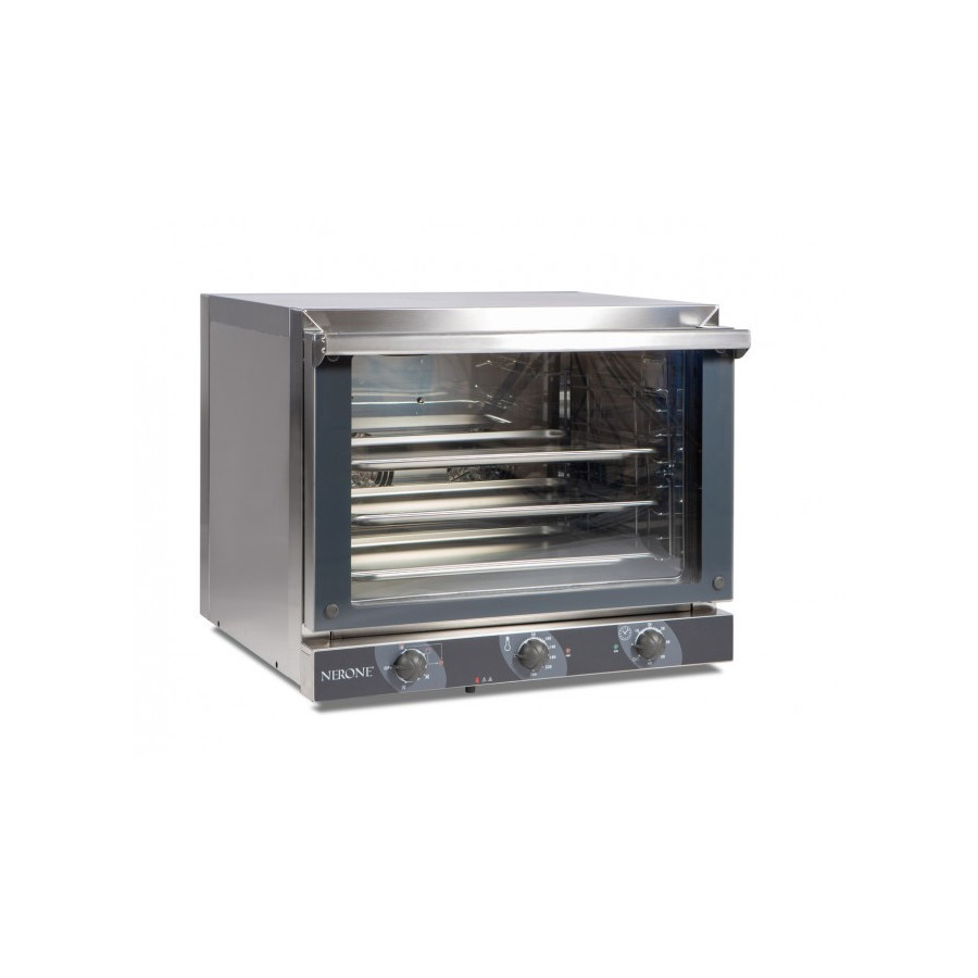 Horno de Convección Eléctrico con Grill ABC Nerone 4 GN 1/1 | Doble Turbina | Acero Inoxidable | 686x660x580 mm
