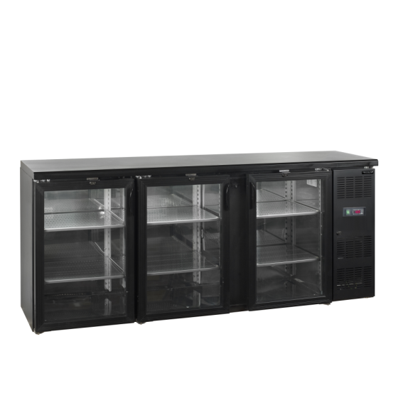 Refrigerador Backbar de Acero Inoxidable Tefcold CBC310G | 3 Puertas de Cristal | R290 | Clase C | 2002x513x860 mm