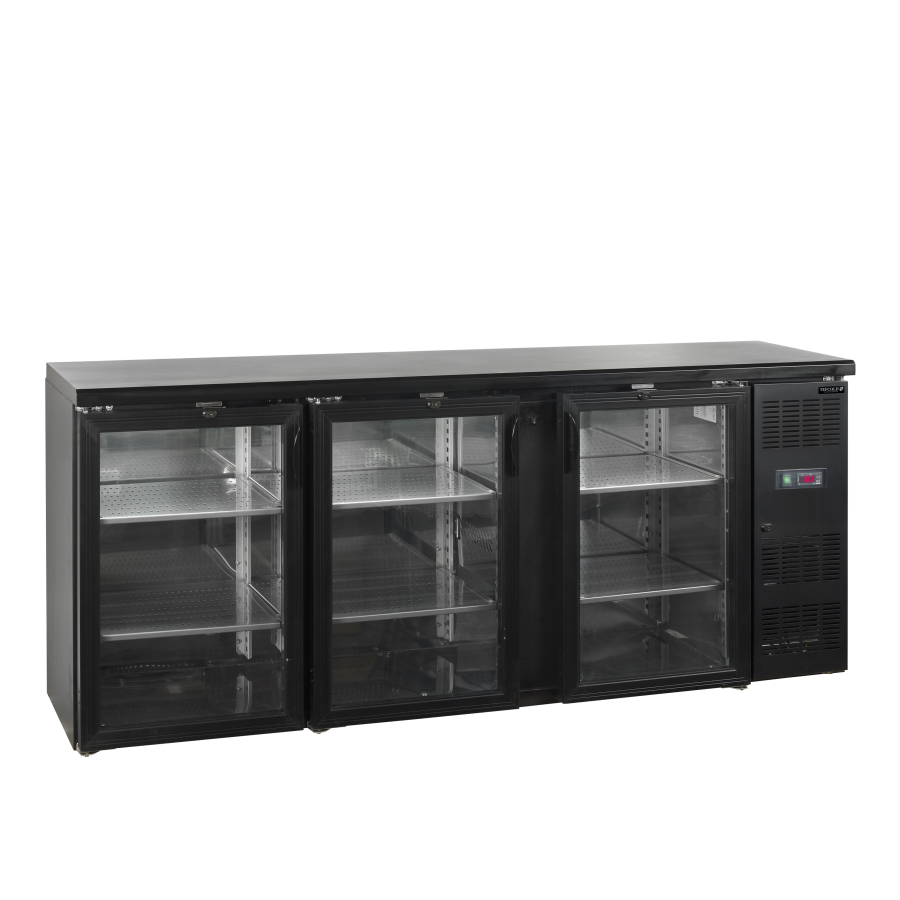 Refrigerador Backbar de Acero Inoxidable Tefcold CBC310G | 3 Puertas de Cristal | R290 | Clase C | 2002x513x860 mm