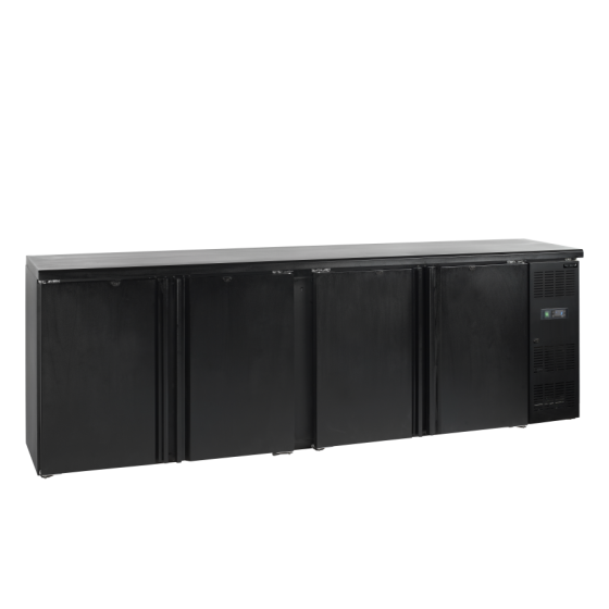 Refrigerador Backbar de Acero Inoxidable Tefcold CBC410 | 4 Puertas Macizas | R290 | Clase C | 2542x513x860 mm