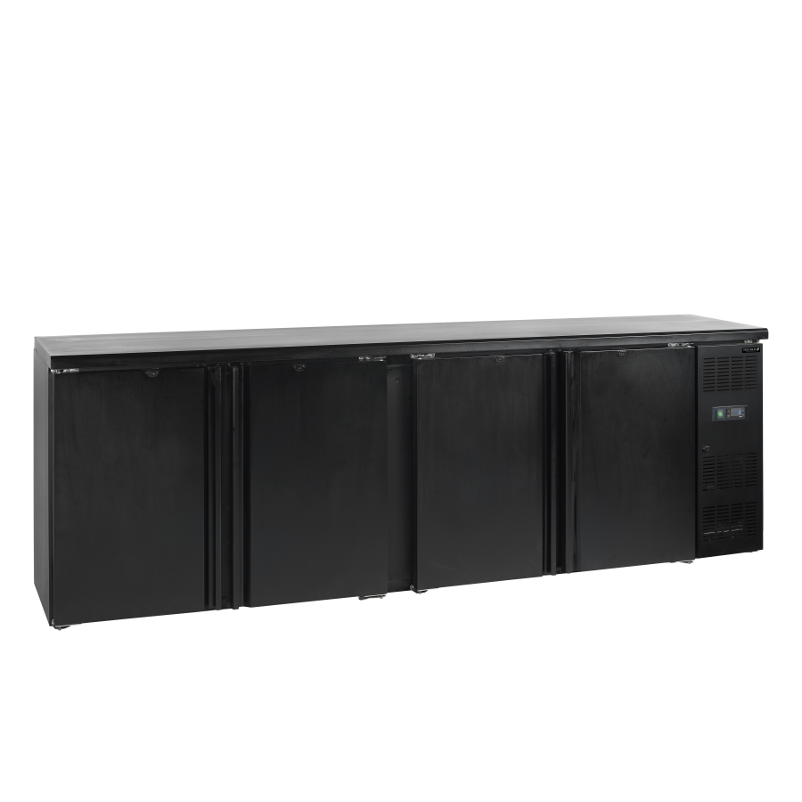 Refrigerador Backbar de Acero Inoxidable Tefcold CBC410 | 4 Puertas Macizas | R290 | Clase C | 2542x513x860 mm