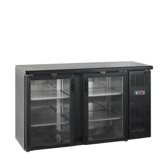 Refrigerador Backbar de Acero Inoxidable Tefcold CBC210G | 2 Puertas de Cristal | R290 | Clase C | 1462x513x860 mm