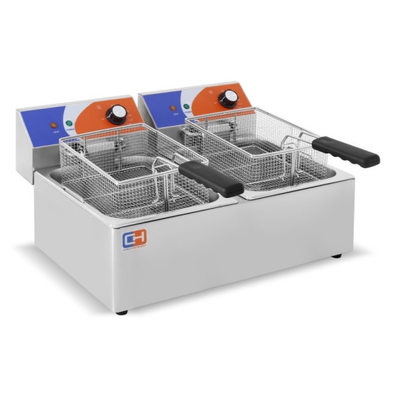 Freidora Eléctrica 6+6 litros brutos SIN Grifo de 550 x420 x290h mm PEKIN EF-6L-2