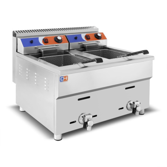Freidora a gas Propano de 12+12 litros brutos de 680x630x645h mm PEKÍN GF-182