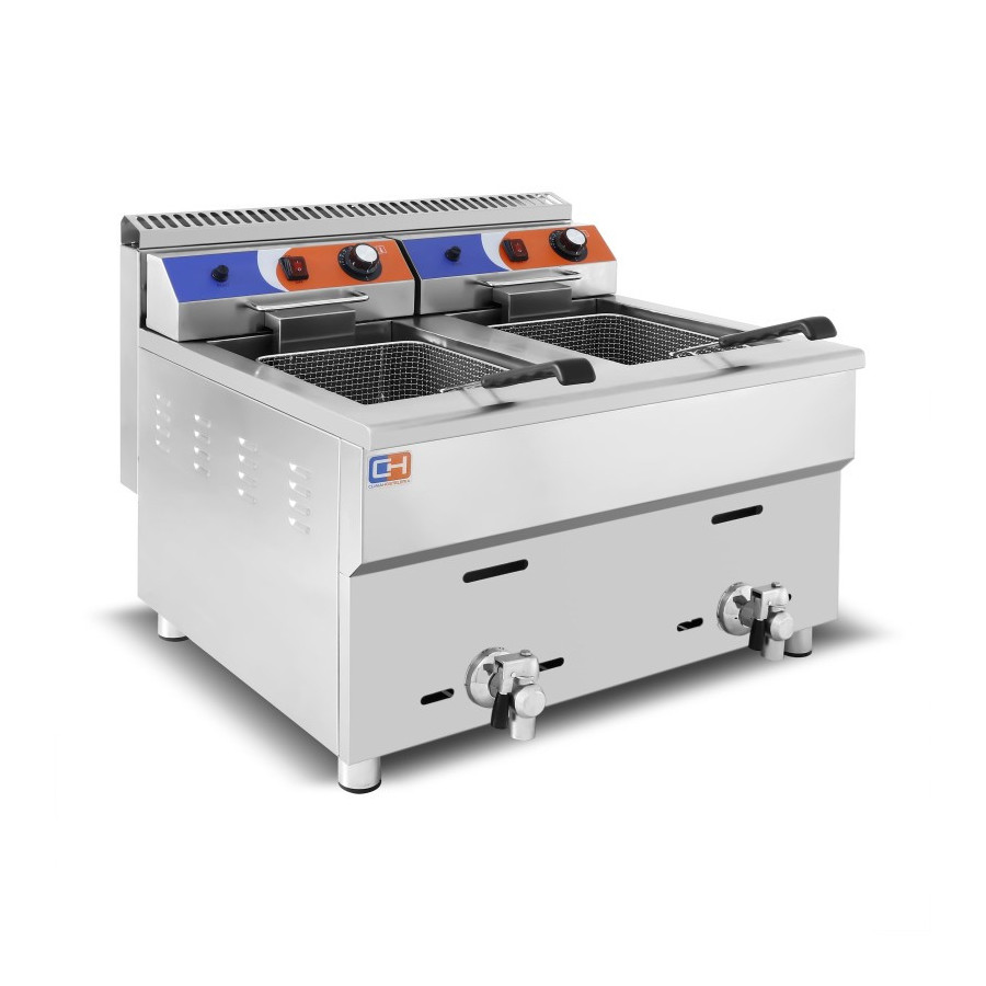 Freidora a gas Propano de 12+12 litros brutos de 680x630x645h mm PEKÍN GF-182