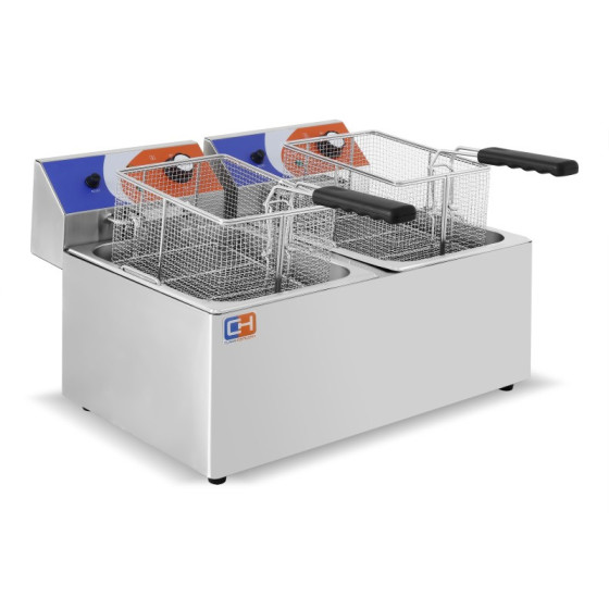 Freidora Eléctrica 8+8 litros brutos SIN Grifo de 550 x420 x340h mm PEKIN EF-8L-2