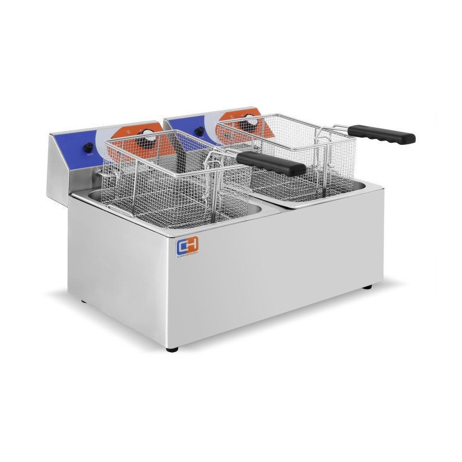 Freidora Eléctrica 8+8 litros brutos SIN Grifo de 550 x420 x340h mm PEKIN EF-8L-2