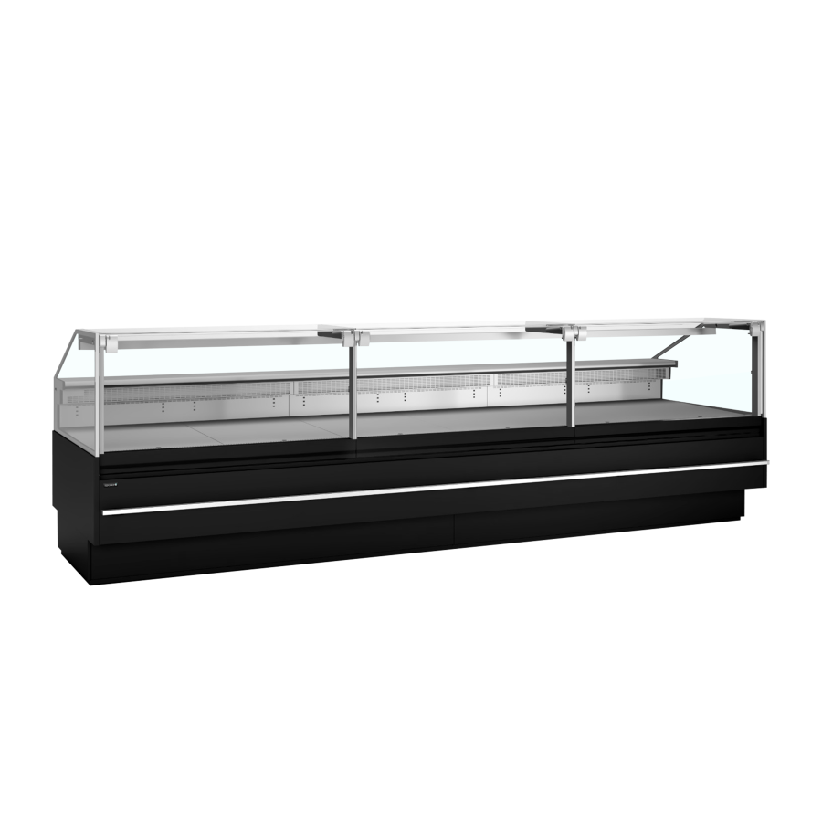Vitrina Mostrador Refrigerada TEFCOLD SOCA37590B | Cristal Elevable | Cubierta 900 mm Inox | 3798x1120x1190 mm