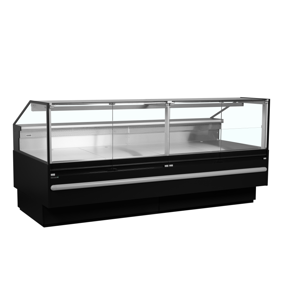 Vitrina Mostrador Refrigerada TEFCOLD SOCB25082B | Cristal Abatible | Cubierta 825 mm Inox | 2548x1120x1190 mm