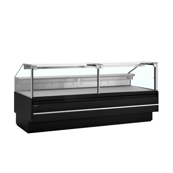 Vitrina Mostrador Refrigerada TEFCOLD SOCA25090B | Cristal Elevable | Cubierta 900 mm Inox | 2548x1120x1190 mm