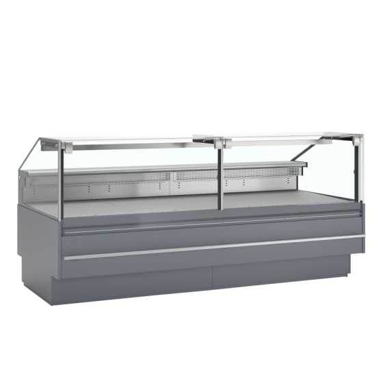 Vitrina Mostrador Refrigerada TEFCOLD SOCA25090A | Cristal Elevable | Cubierta 900 mm Inox | 2548x1120x1190 mm