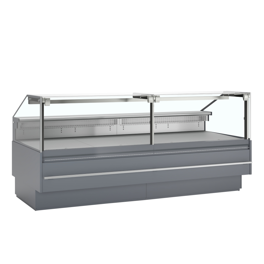Vitrina Mostrador Refrigerada TEFCOLD SOCA25090A | Cristal Elevable | Cubierta 900 mm Inox | 2548x1120x1190 mm