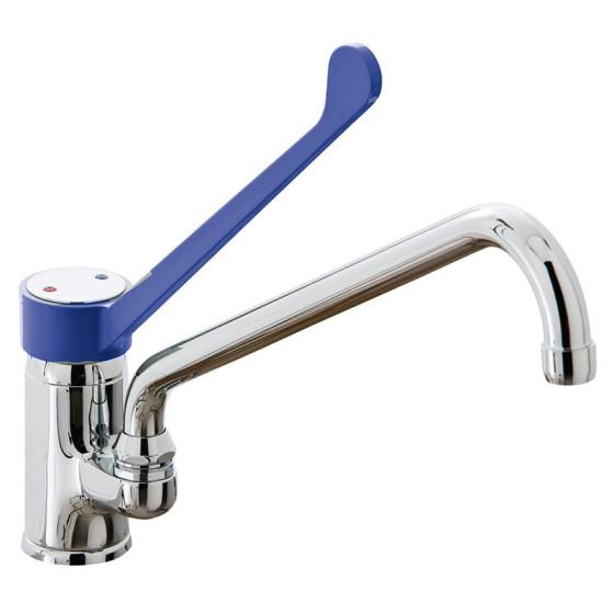 Grifo monomando de 2 aguas con palanca larga. Caño giratorio Ø 20 mm, longitud 320 mm