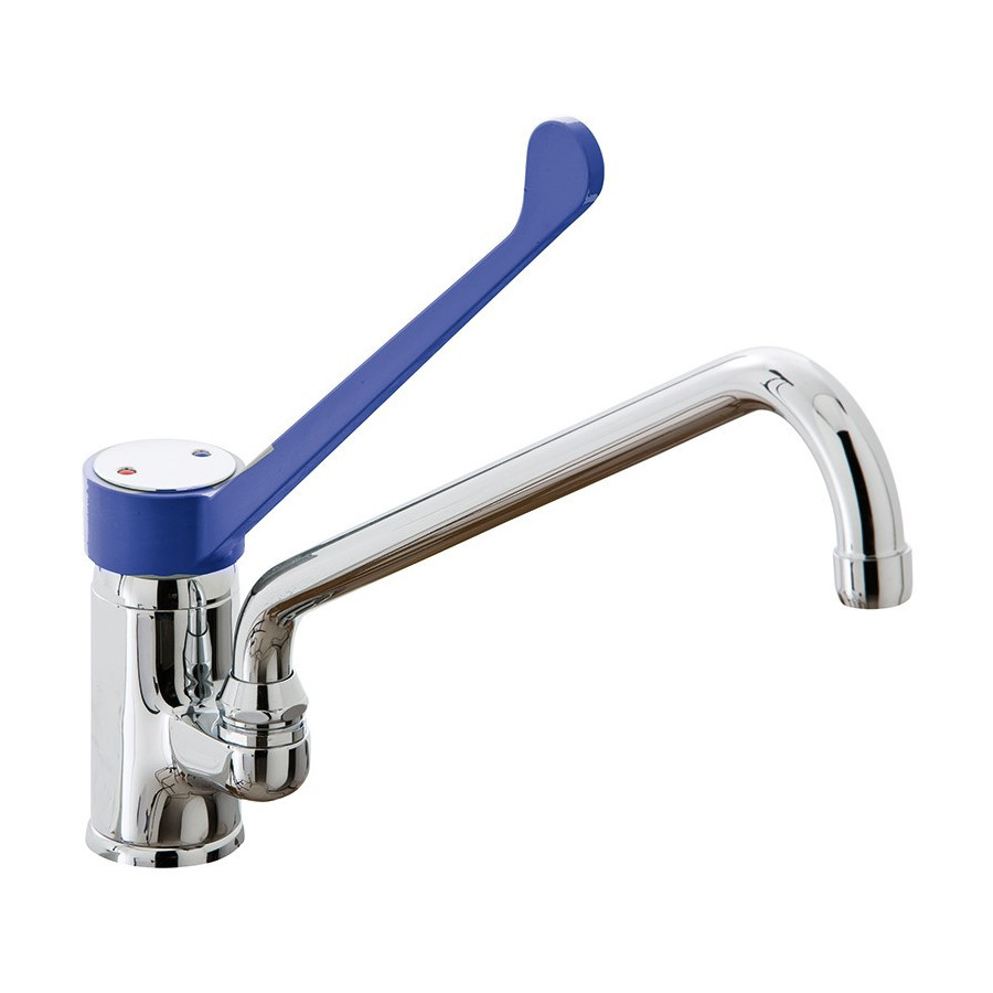 Grifo monomando de 2 aguas con palanca larga. Caño giratorio Ø 20 mm, longitud 320 mm