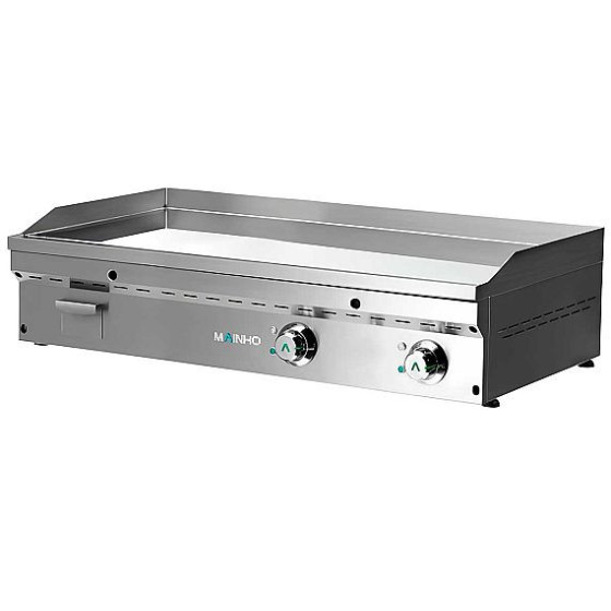 Fry Top Eléctrico Cromo Duro Mainho Full-Crom FCE-120 | Placa Lisa | 12 kW | 120 x 50 cm | Espesor 20 mm | Cajón Delantero