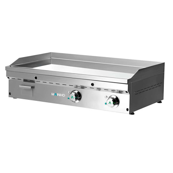 Fry Top Eléctrico Cromo Duro Mainho Full-Crom FCE-90 | Placa Lisa | 9 kW | 90 x 50 cm | Espesor 20 mm | Cajón Delantero