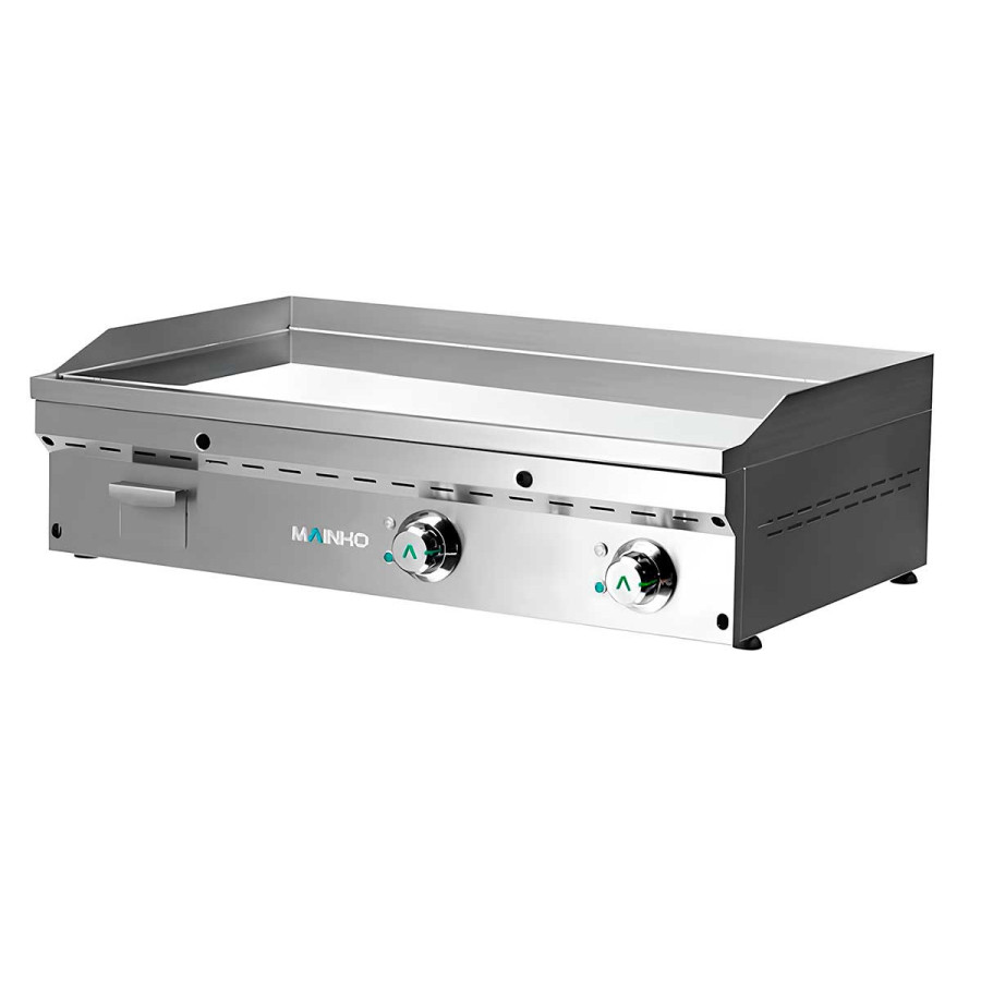 Fry Top Eléctrico Cromo Duro Mainho Full-Crom FCE-90 | Placa Lisa | 9 kW | 90 x 50 cm | Espesor 20 mm | Cajón Delantero